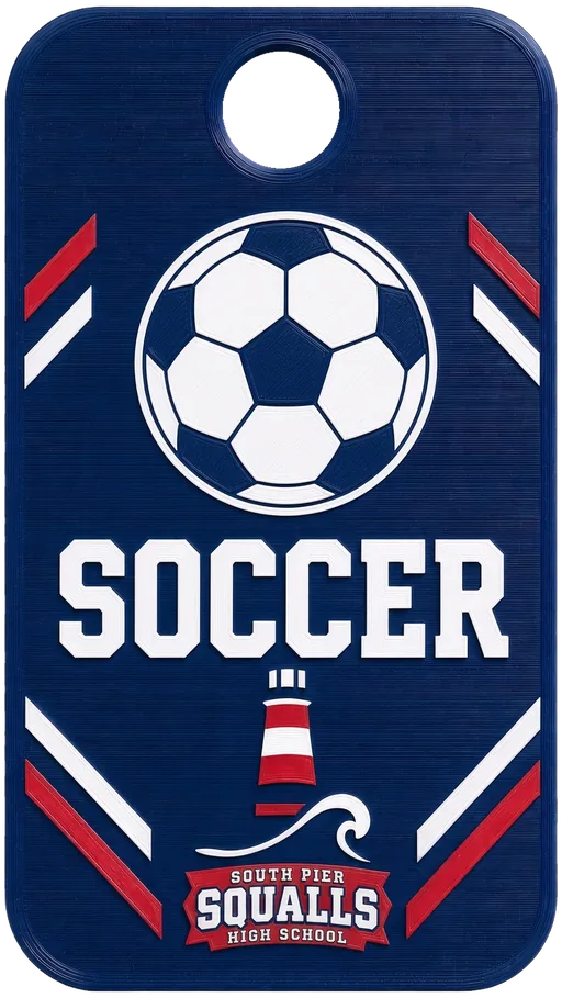 The South Pier Soccer tag design