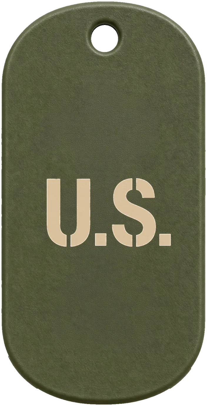 The U.S. front: olive drab with U.S. in tan stencil lettering